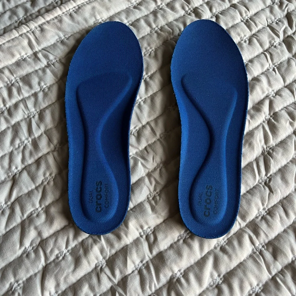Final Price!! Navy Slip-On Yoga Crocs with Pink Patterned Straps - Picture 7 of 8